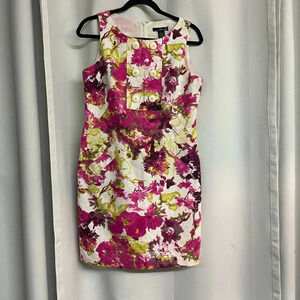 Willi Smith flowered(pink/green/cream) sleeveless dress size 8